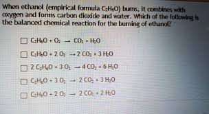 ethanol empirical formula c2h6o burns