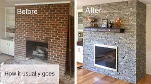 Stone Fireplace Makeover