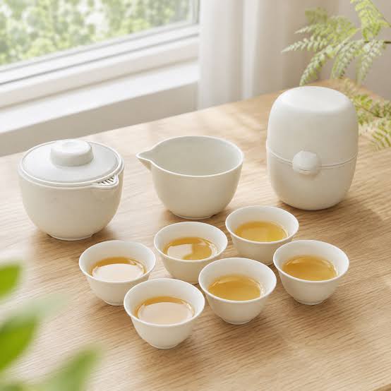 The Art of Tea, Anywhere — EcoHusk Portable Rice Husk Gongfu Tea Set for 6 | Ancient Chinese Tea Ceremony Kit with Brewing Bowl, Strainer & 6 Cups | Sustainable, Food-Grade &
