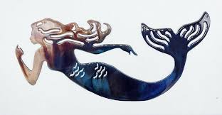 Swimming Mermaid Metal Wall Art