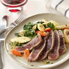 #tunasaladmy version of tuna salad starts with a blend of two main ingredients, which is tuna and kewpie sesame dressing. Seared Tuna Nicoise Salad With Sesame Miso Dressing Recipe Grace Parisi Food Wine
