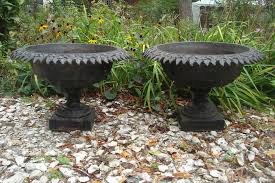 Pair Of 19th Century Cast Iron Urns