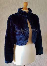 Fur Jacket Faux Fur Bolero Blue Fur Coat