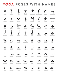 big set of yoga poses asanas with names