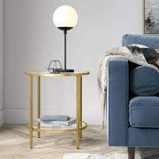 Brass Round Glass Side Table