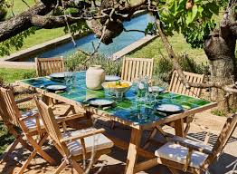 Garden Dining Set Wooden And Ceramic