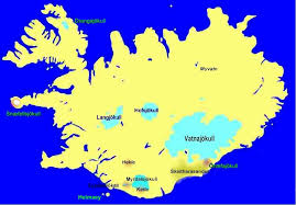Karte von island mit der hauptstadt reykjavík. Island