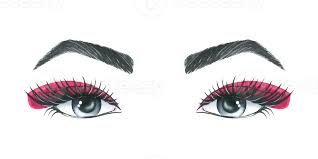 women s eyes with eyebrows with pink