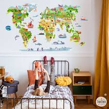 Children S World Map With Drawings