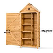 costway wooden garden shed with slope