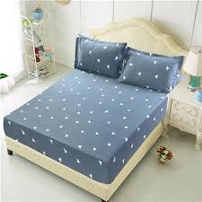 Bed Sheet With Pillowcase Blue Flower Printed Bed Linen Queen Size Mattress Covers Fitted Sheet Sets With Elastic For King Size