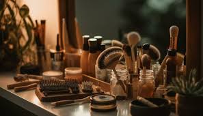 hair salon wooden shelves generated