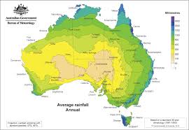 Australia Average Annual Precipitation Climate Map With
