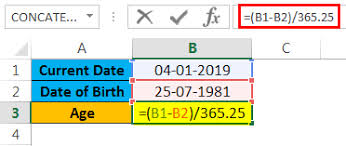 calculate age in excel formula