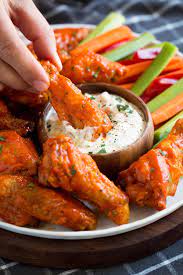 baked buffalo wings with blue cheese