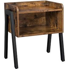 Rustic Mahogany Side Table With Storage