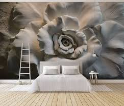 3d Embossed Look Cement Roses Wallpaper