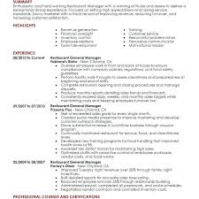 Restaurant Manager Resume Description Restaurant Manager Resume