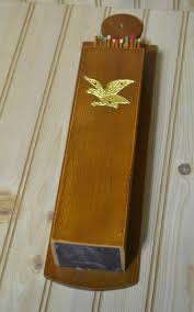 Vintage Wooden Match Holder Eagle Long