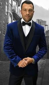 Men's velvet suit jacket blazer tunic top coat vintage casual smart royal blue. Mens Statement Designer Modern Fit Navy Velvet Tuxedo Jacket Look 1