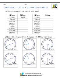 He then clocked out at 5:00pm that evening. 24 Hour Clock Conversion Worksheets