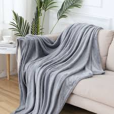 fleece throw blanket for couch grey