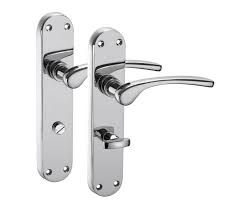 chrome bathroom door handles on