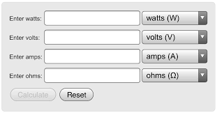 Watts Volts Amps Ohms Calculator In 2019 Volt Ampere