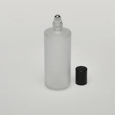 4 Oz 120ml Frosted Cylinder Glass Bottle With Stainless Steel Rollers And Color Caps
