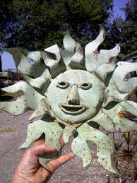 Small Metal Sun Face Recycled Metal
