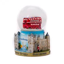 london icons red bus resin snow globe