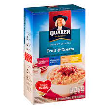 quaker oatmeal fruit cream instant
