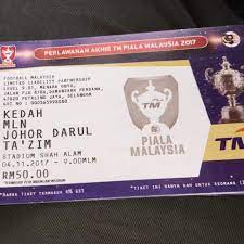 72,000 tiket akan dijual bagi perlawanan akhir piala malaysia antara kedah dan jdt yang berlangsung pada 4 november ini di stadium shah alam. Final Piala Malaysia 2017