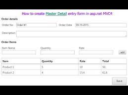 how to create master detail entry form