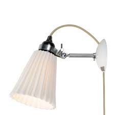 Hector Plug In And Switched Pleated China Wall Light In White