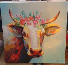 Large Multi Colored Bessie Cow Head