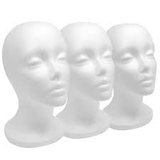 12 3 pcs styrofoam wig head tall