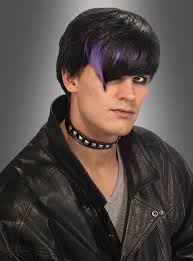 Short bob straight full bangs synthetic none lace wig glueless black hair wigs. Gothic Rockstar Wig Black Purple Kostumpalast De