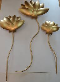 Mild Steel Lotus Leaf Wall Art In Gold