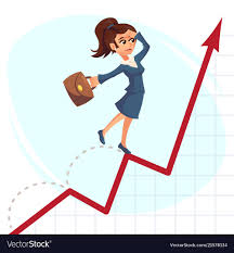 Business Woman Jump Over Growing Chart Business