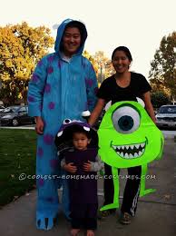 Cheap diy couples costumes for you and your pet • everyday ellis. Coolest Monsters Inc Family Costume Boo Sully Mike And Mike S Bulging Eyeball Pregnant Belly