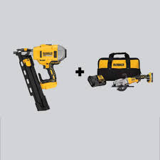 dewalt 20v max xr lithium ion cordless brushless 2 sd 21 degree plastic collated framing nailer 4 1 2 in circular saw kit