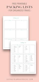 Free Printable Packing List For Organized Travel And Vacation
