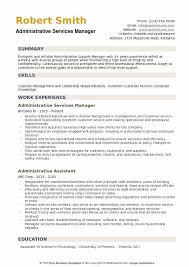 Administrative Services Manager Resume Samples Qwikresume