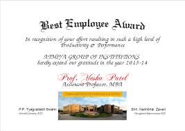 Best Employee Award Certificate Created With