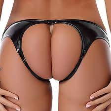 Womens Wetlook Shiny Leather Bikini Briefs Low Rise Crotchless Panties  Underwear | eBay