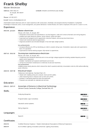 Electrician Resume Sample Complete Guide 20 Examples