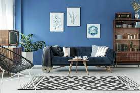 wall color with navy blue furniture