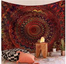 Red Mandala Tapestry Wall Hanging