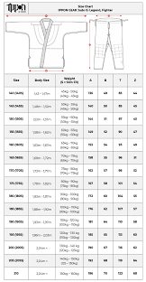 Size Chart Ippon Gear Judo Gi Legend Fighter Ippon Shop Com